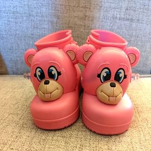 Mini Melissa Jeremy Scott New York Beverly Hills pink monkey rain boots Size 7/8